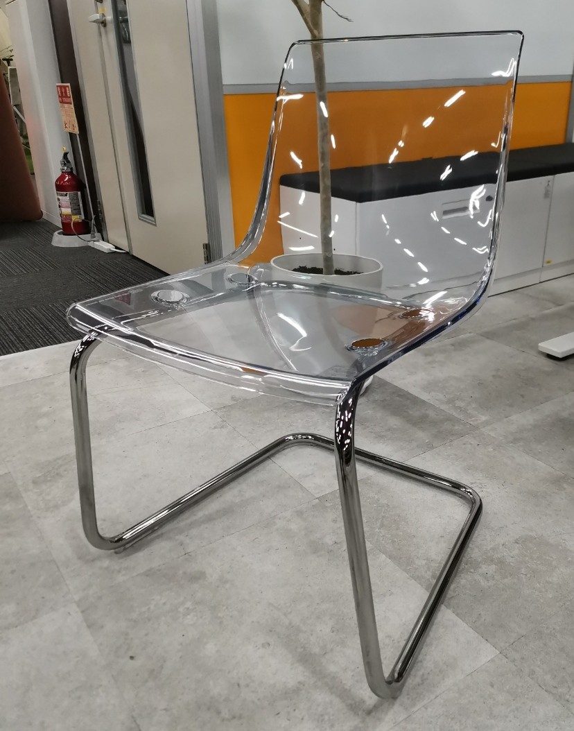 IKEA TOBIAS トービアス ダイニングチェア クリアブルー 二脚セット 