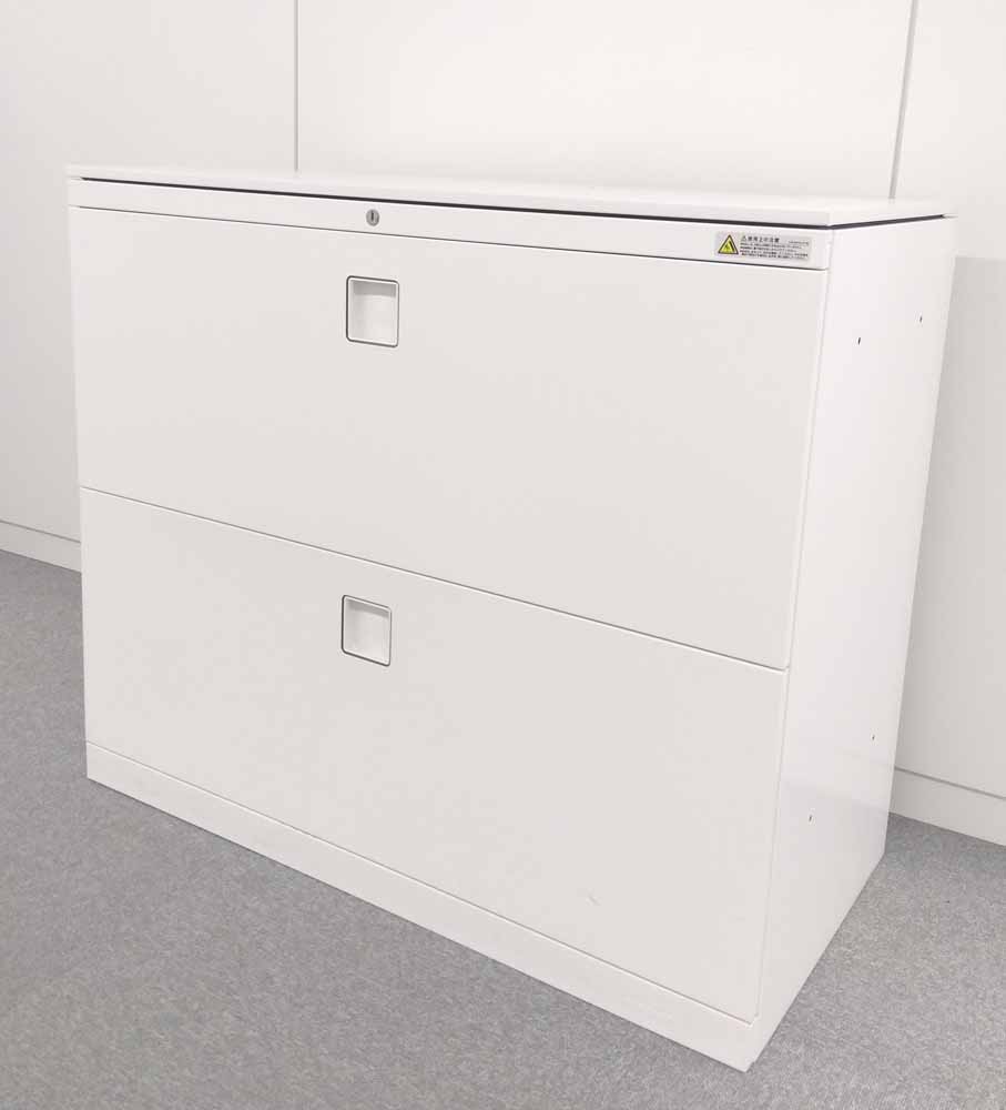 オカムラ2段ラテラル書庫（レクトライン）天板付き