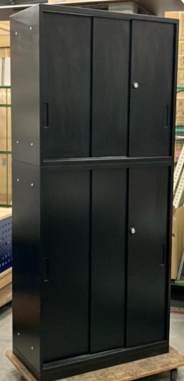 上下書庫（3枚引き戸）ブラック