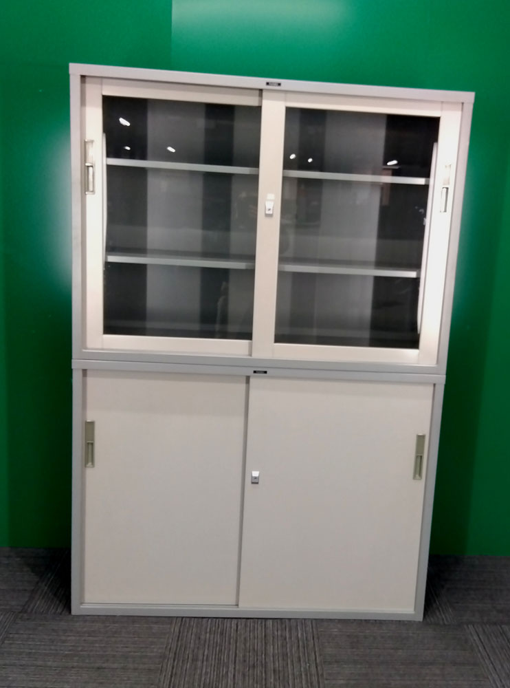 ナイキ引戸上下書庫（グレー）