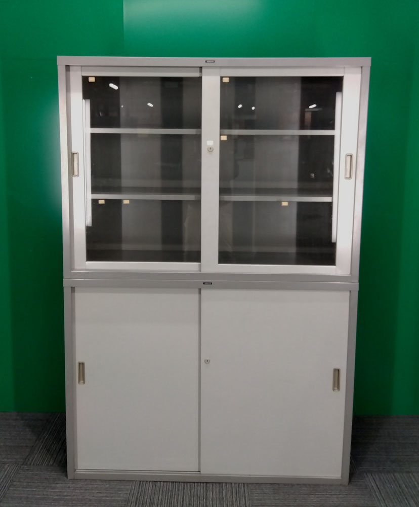 コクヨ引戸上下書庫（グレー）